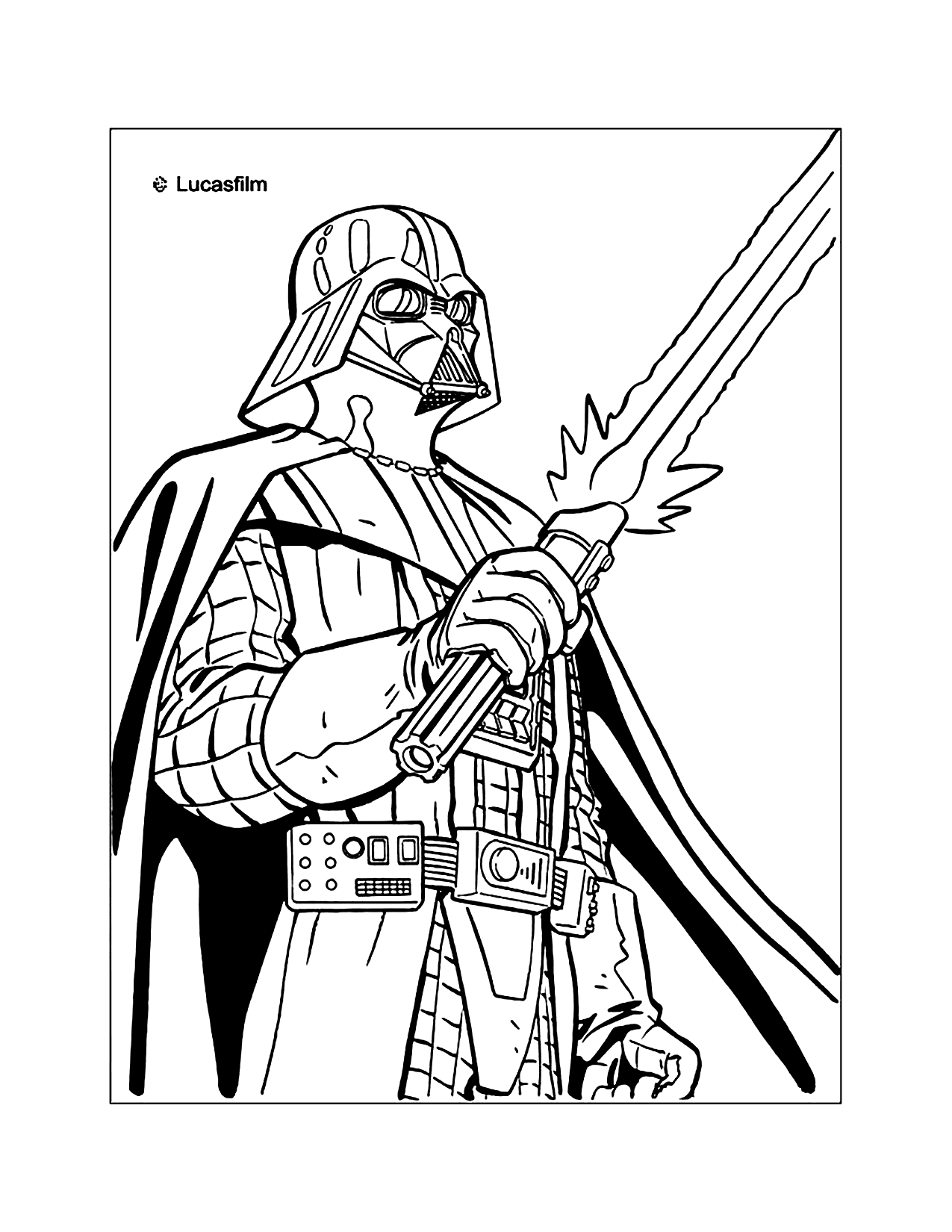 Darth Vader Light Saber Coloring Page