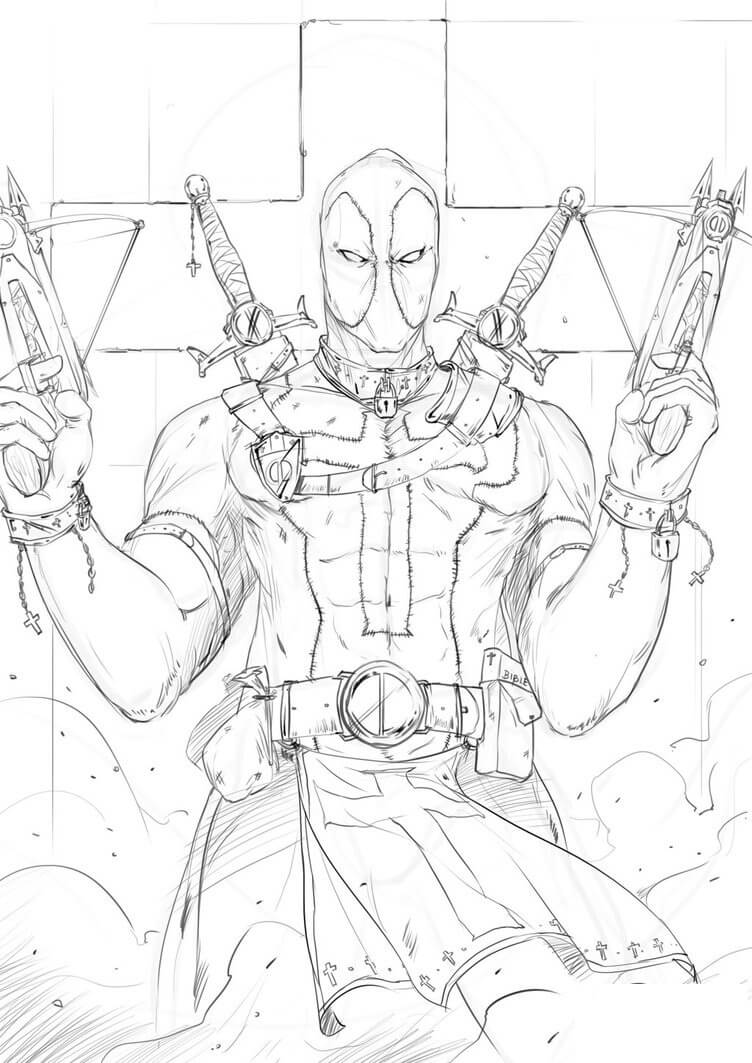 Deadpool Drawing For Coloring