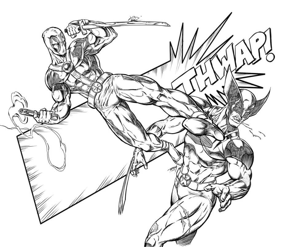 Deadpool Vs Wolverine Comic Coloring Page