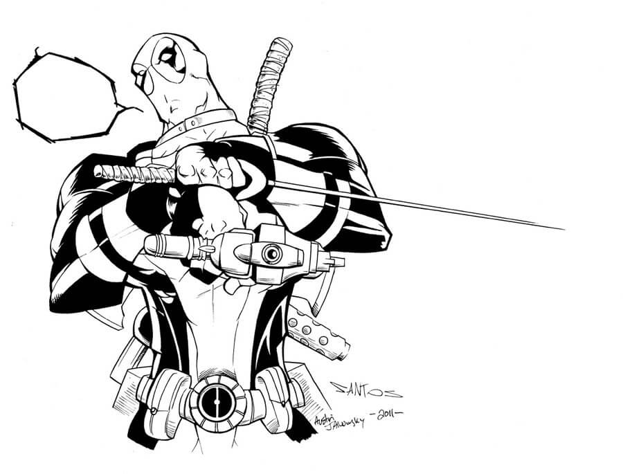 Deadpool Word Bubble Coloring Page