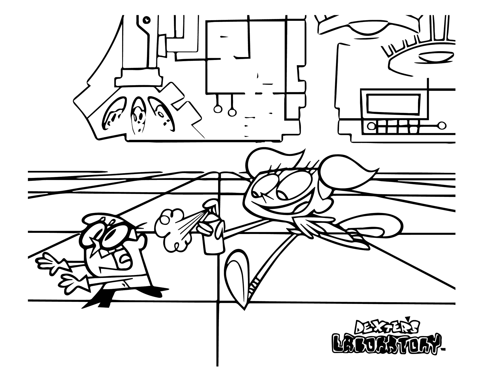Dee Dee Chasing Dexter Coloring Page