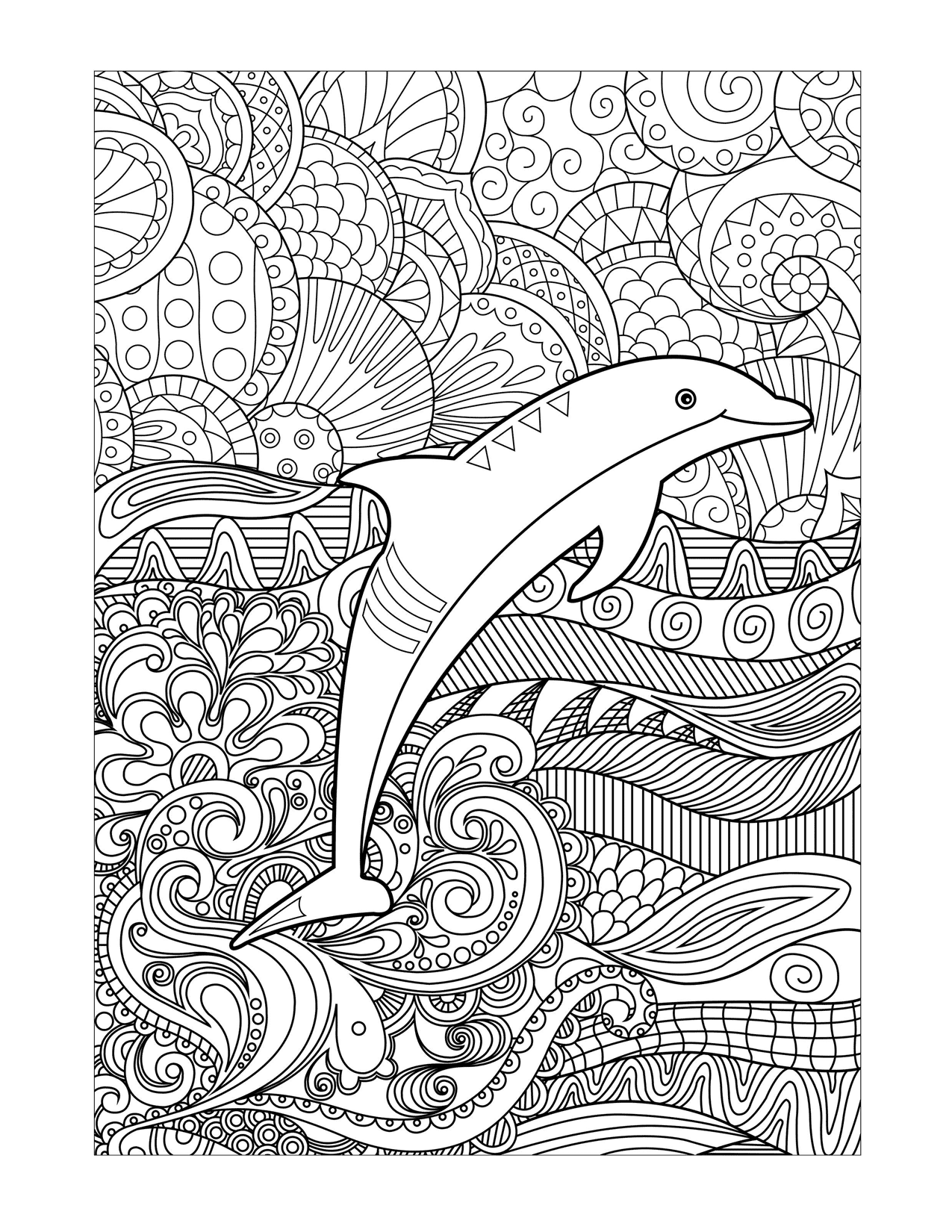 Detailed Dolphin Coloring Page