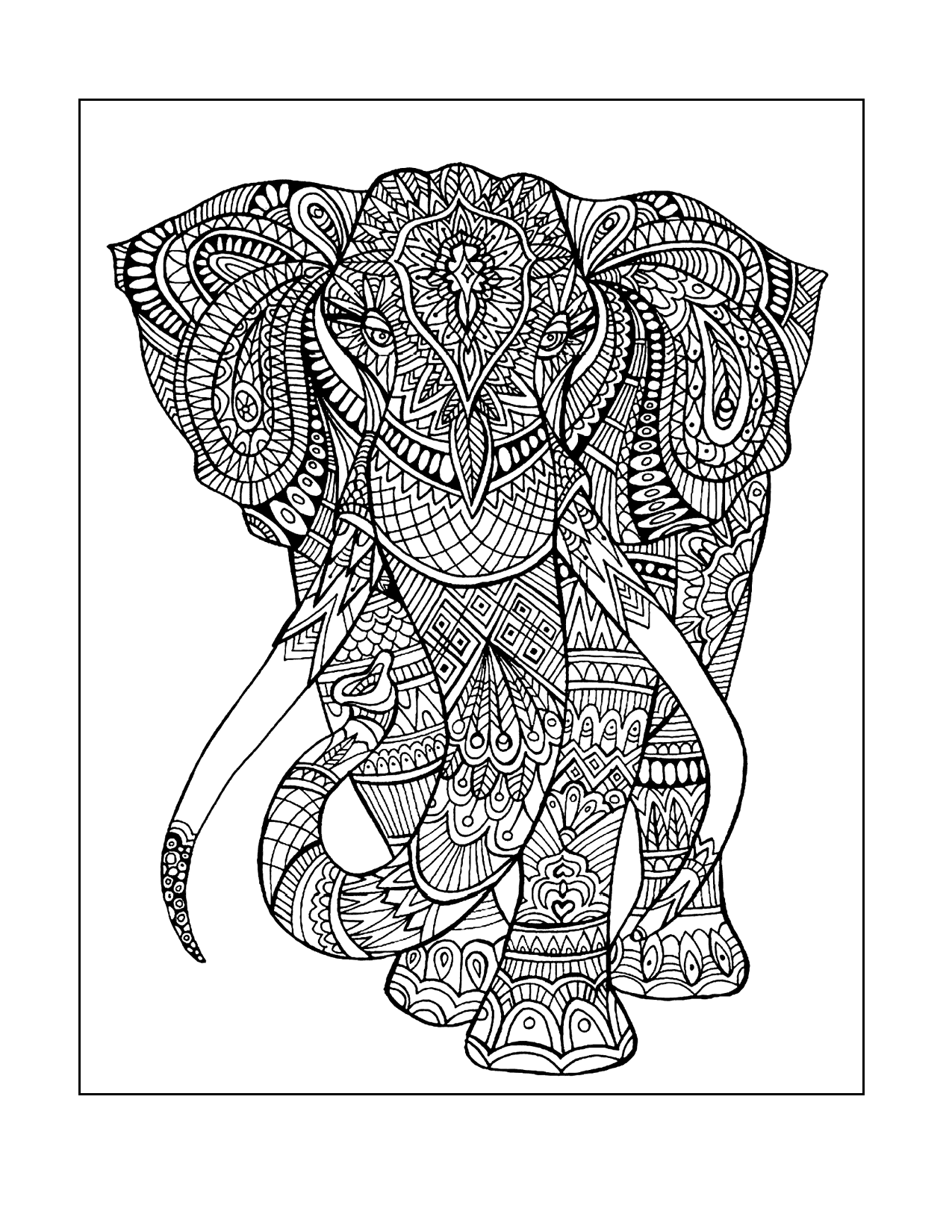 Detailed Elephant Coloring Page