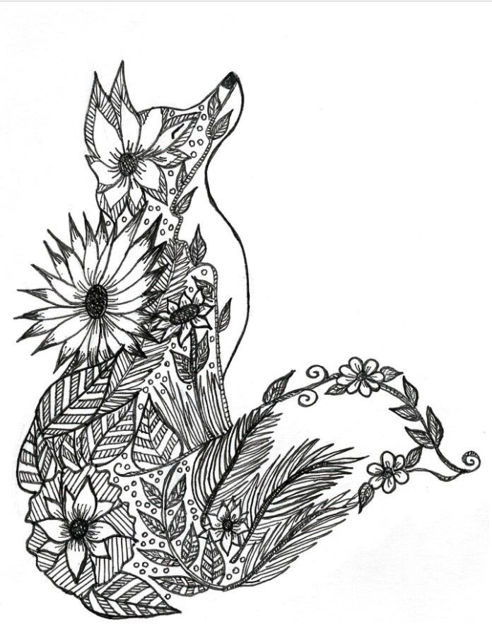 Detailed Fox Coloring Pages for Adults