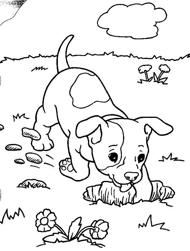 Digging Dog Coloring Pages
