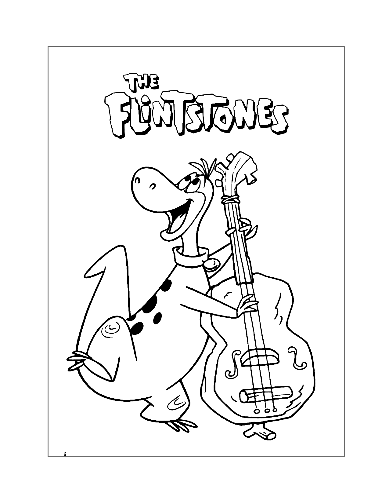 Dino Flintstone Playing Bass Coloring Page