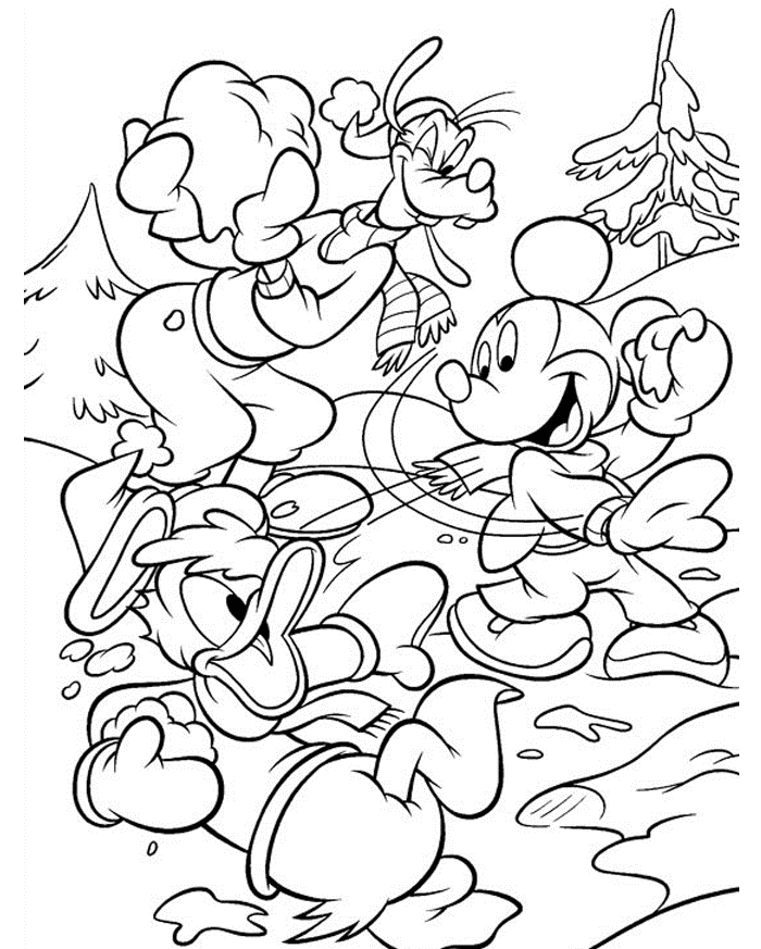 Disney Winter Coloring Page for Kids