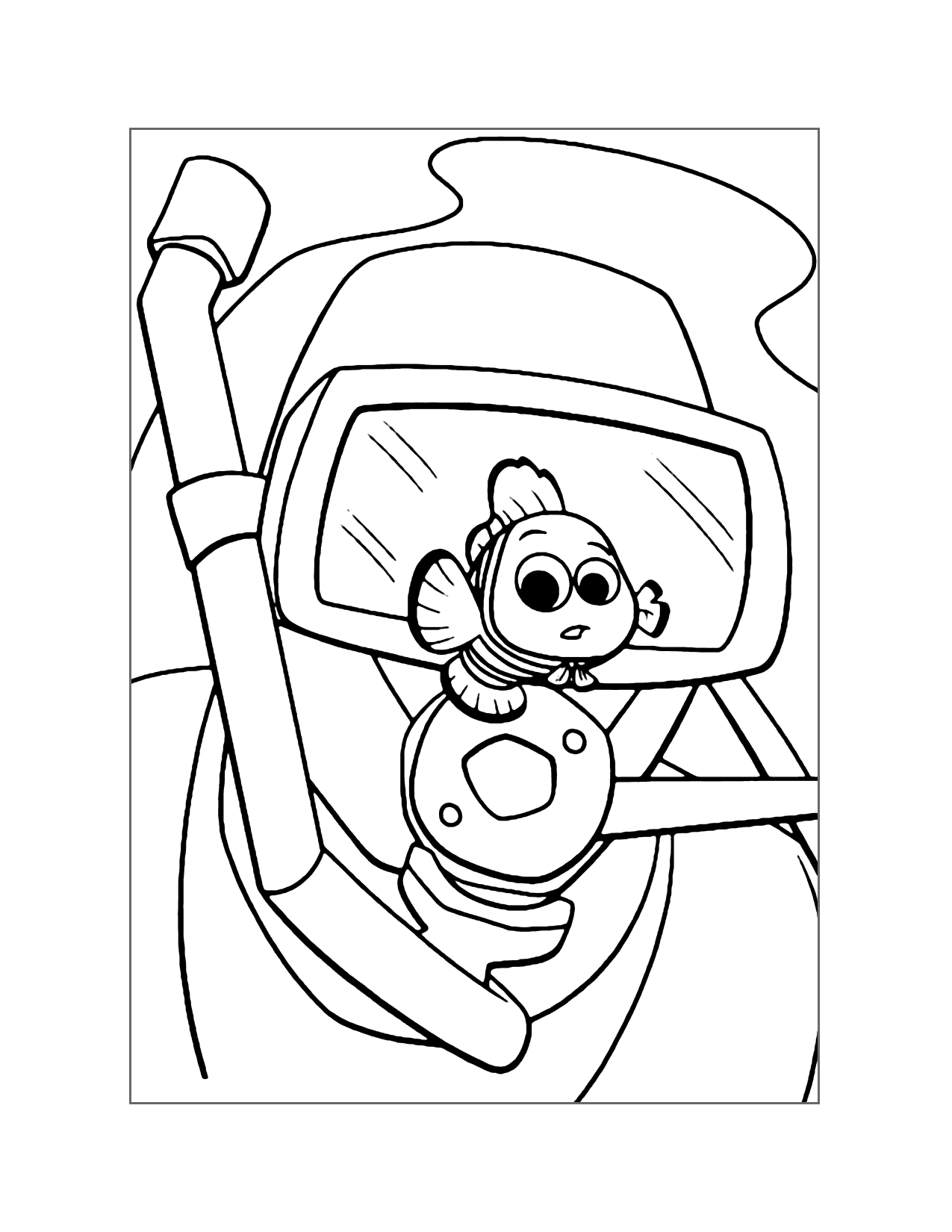 Diver Finds Nemo Coloring Page