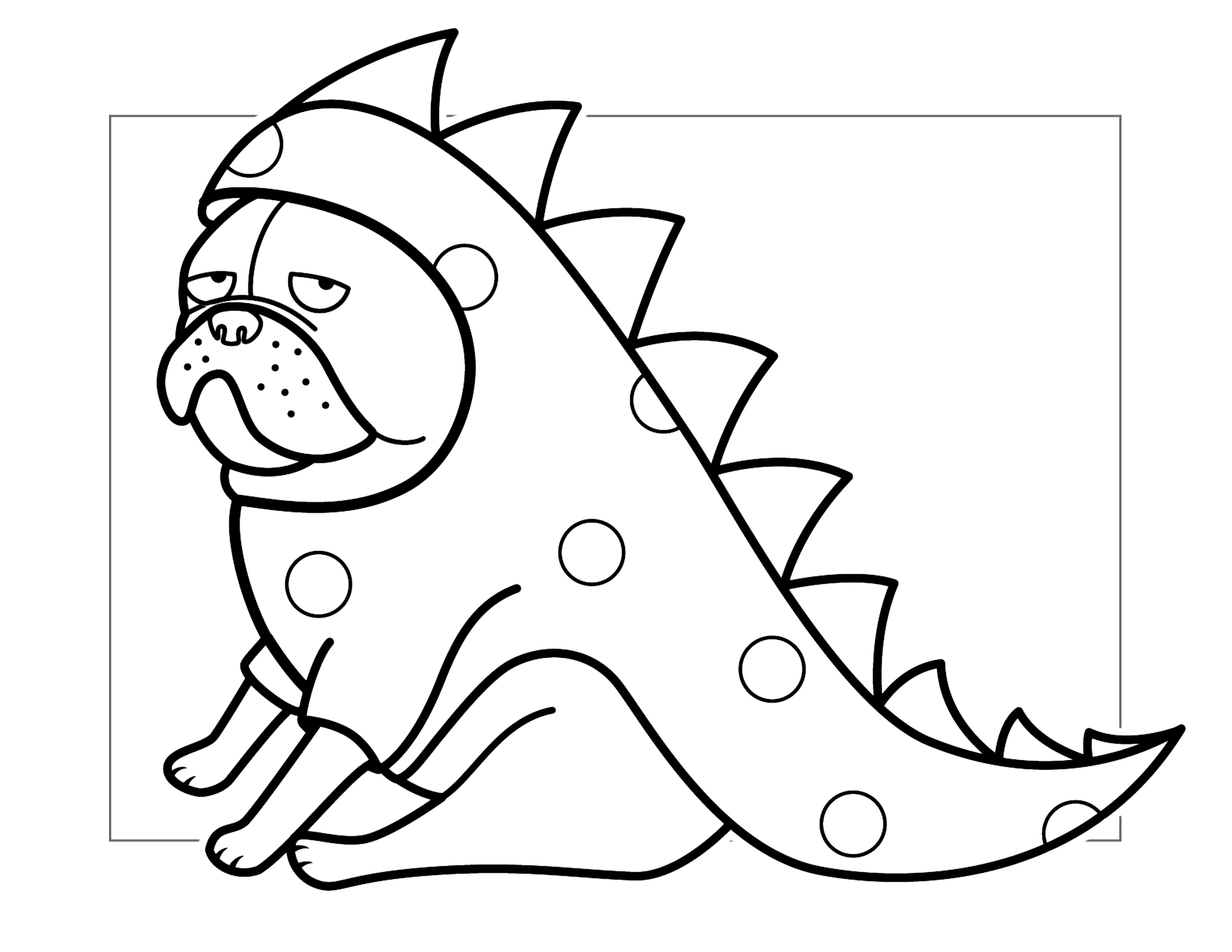 Dog In A Dragon Costume Coloring Page