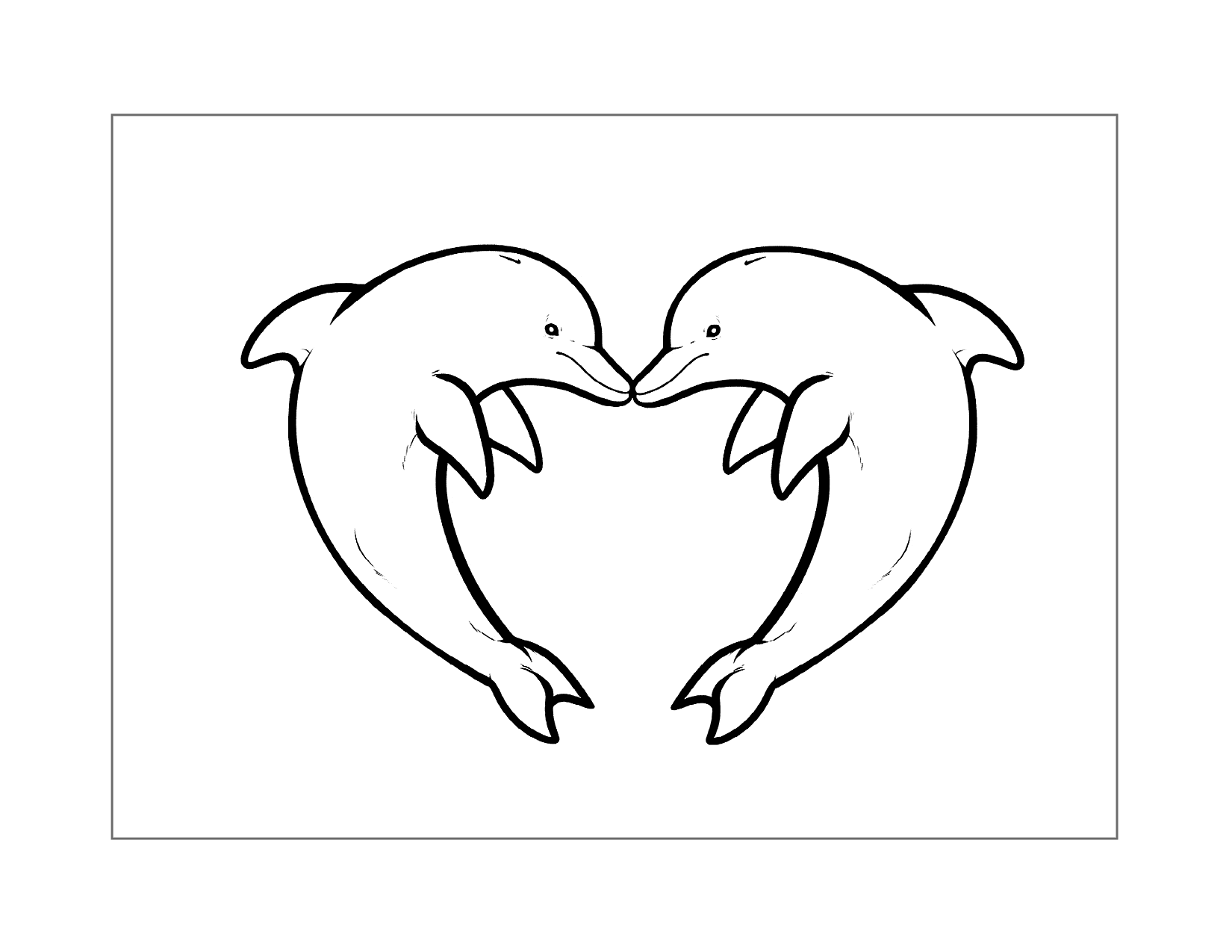 Dolphin Hearts Coloring Page