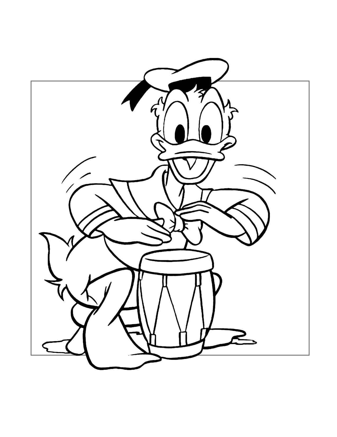 Donald Duck Drummer Coloring Page