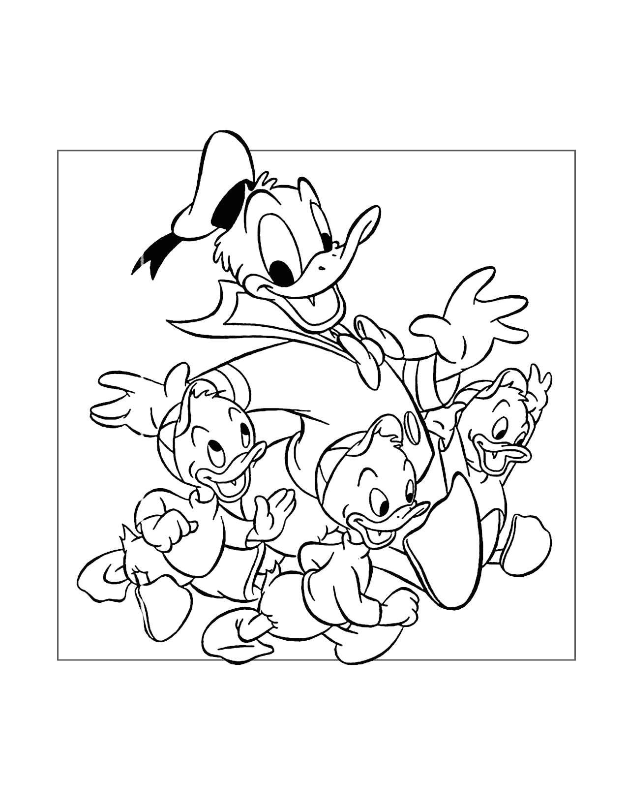 Donald Duck And His Nephews Coloring Page