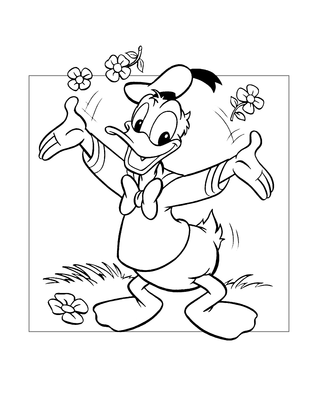 Donald Duck Is Happy Coloring Page