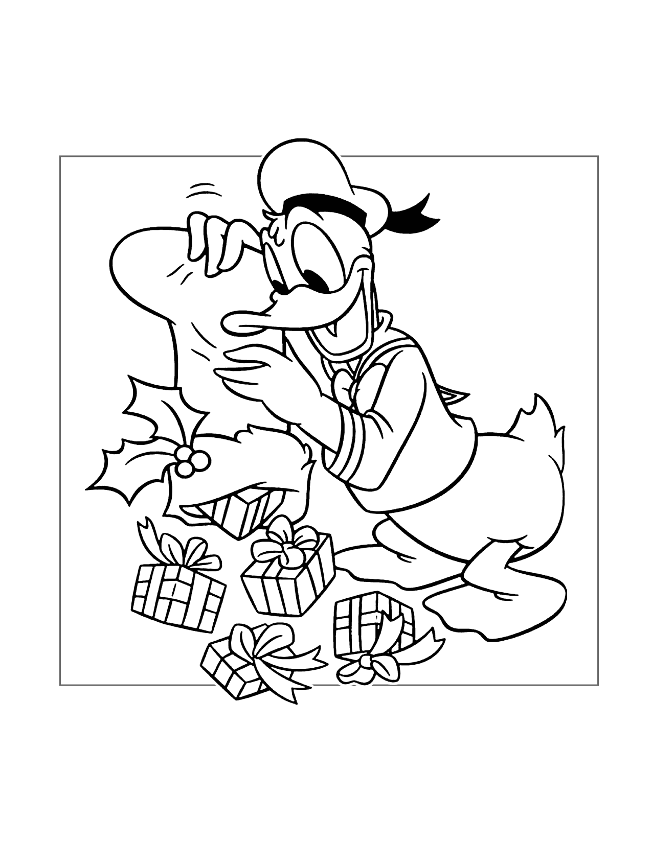 Donalds Bag Of Gifts Coloring Page