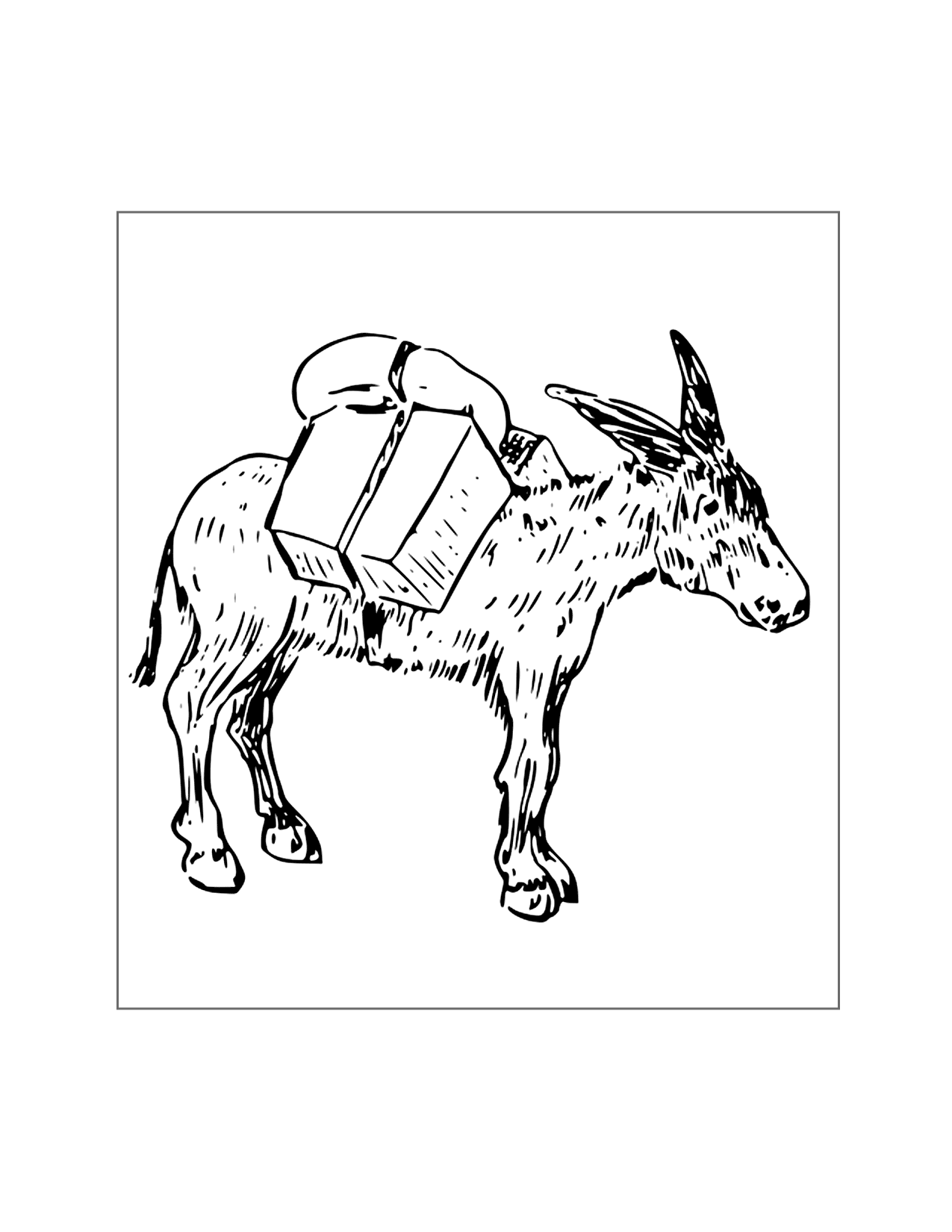 Donkey Carrying A Pack Coloring Page