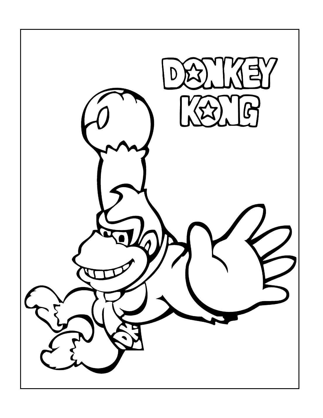 Donkey Kong Swinging Coloring Page