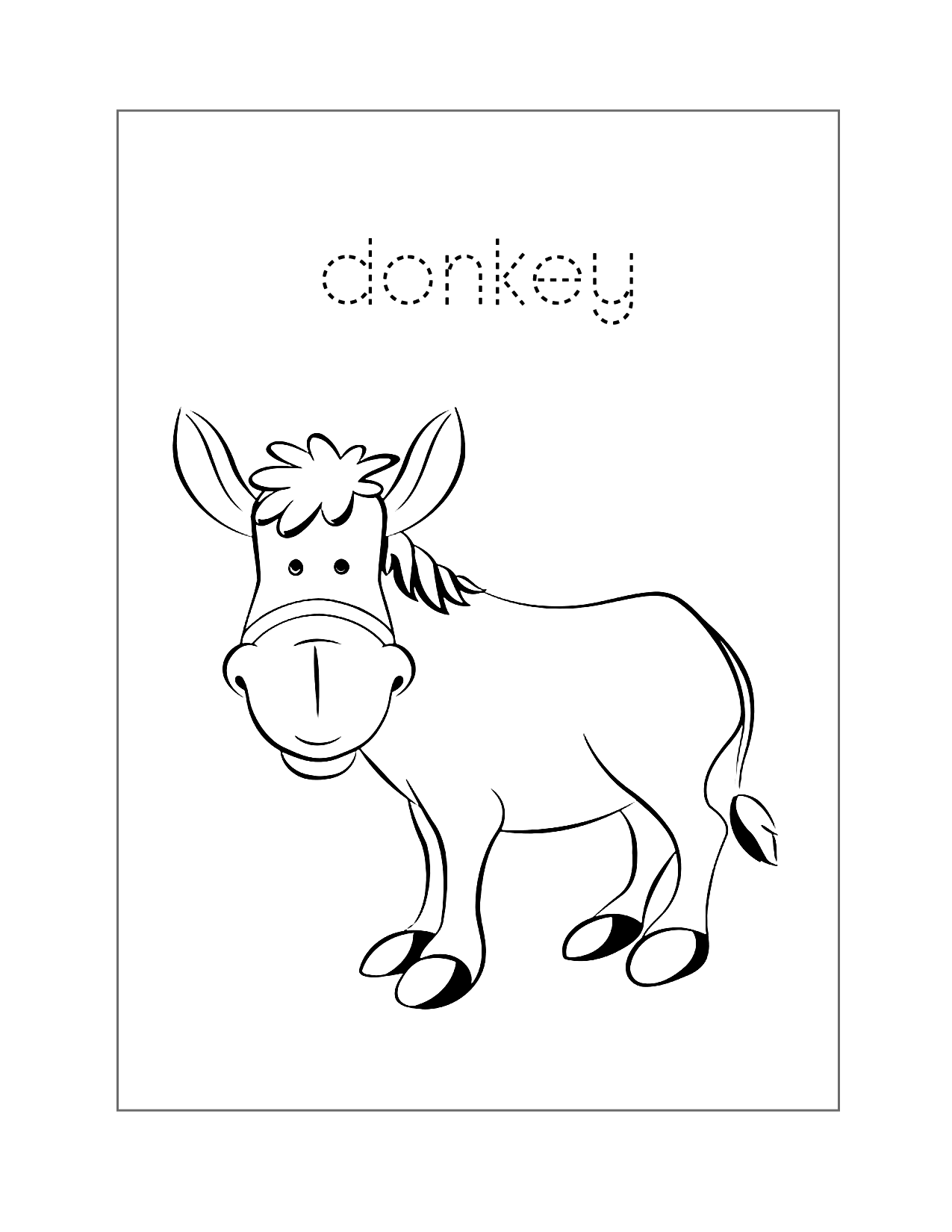 Donkey Spelling Coloring Sheet