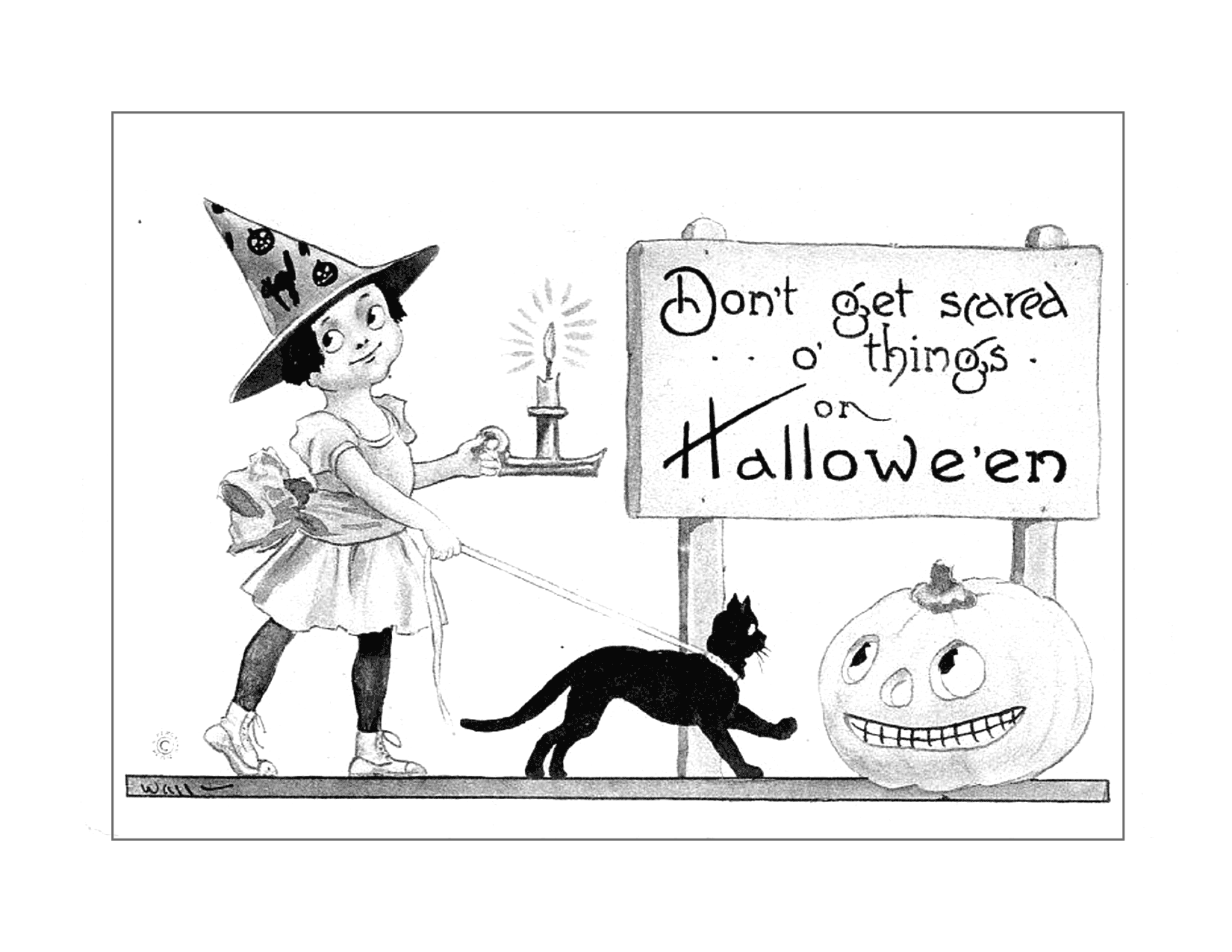 Dont Get Scared On Halloween Old School Witch Coloring Page