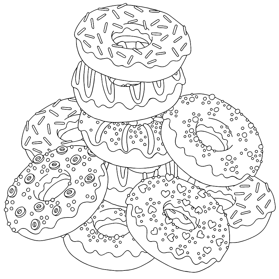 Donuts Coloring Page