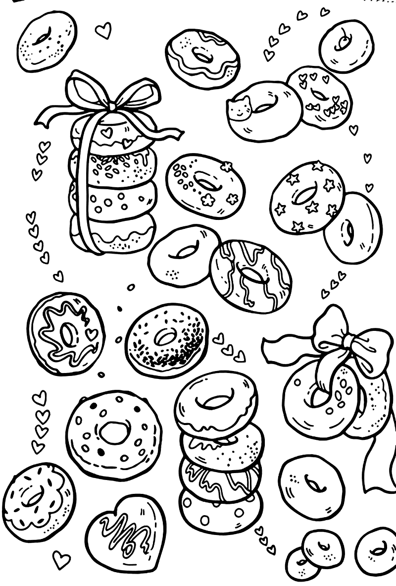 Donuts Printable Coloring Page