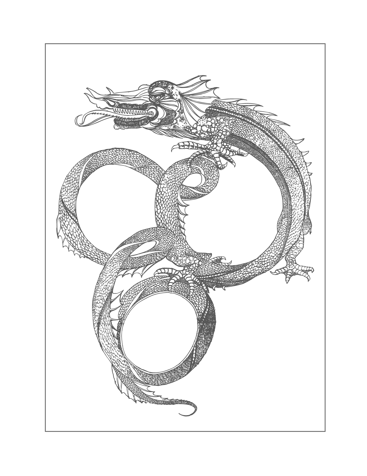 Dragon Serpent Traceable Coloring Page