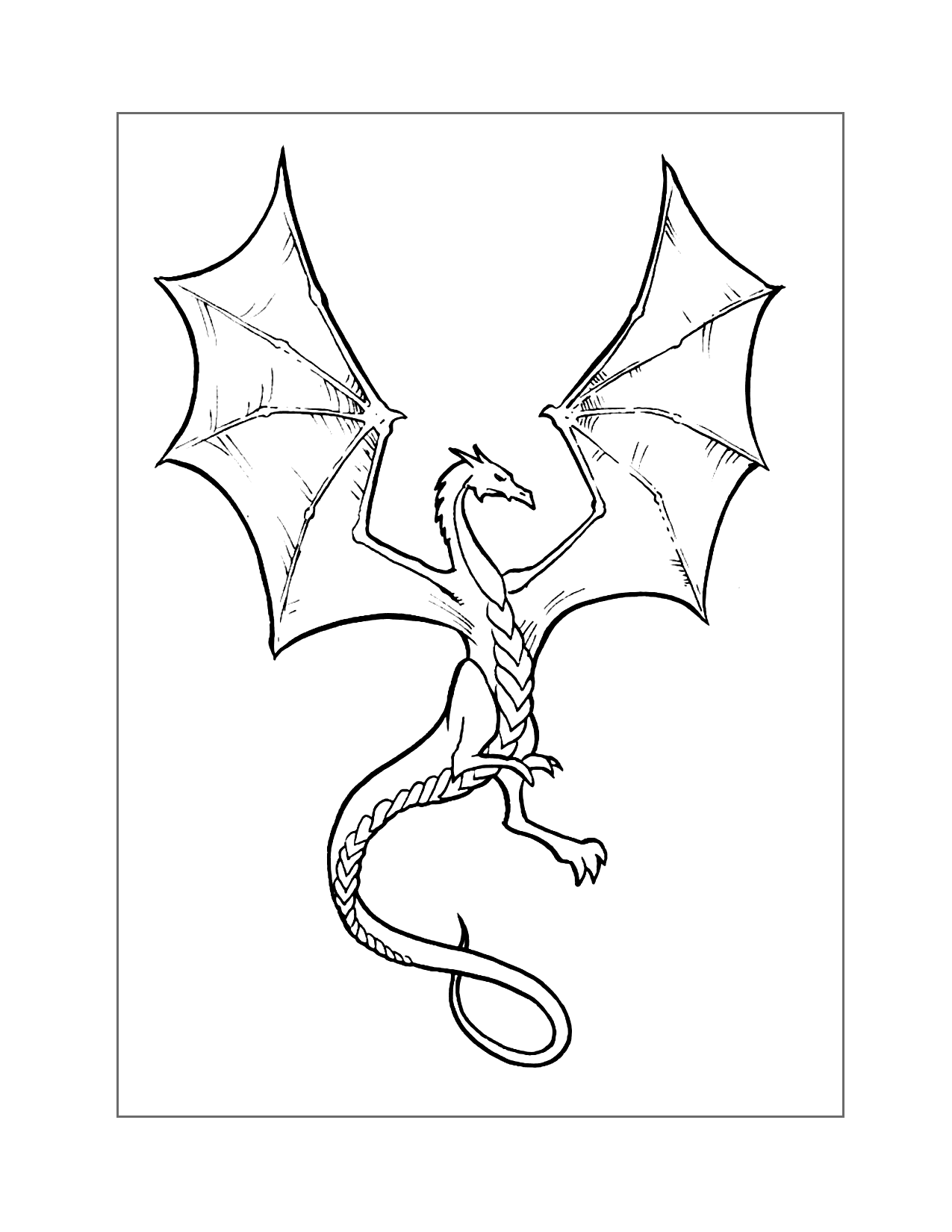 Dragon With Open Wings Coloring Page