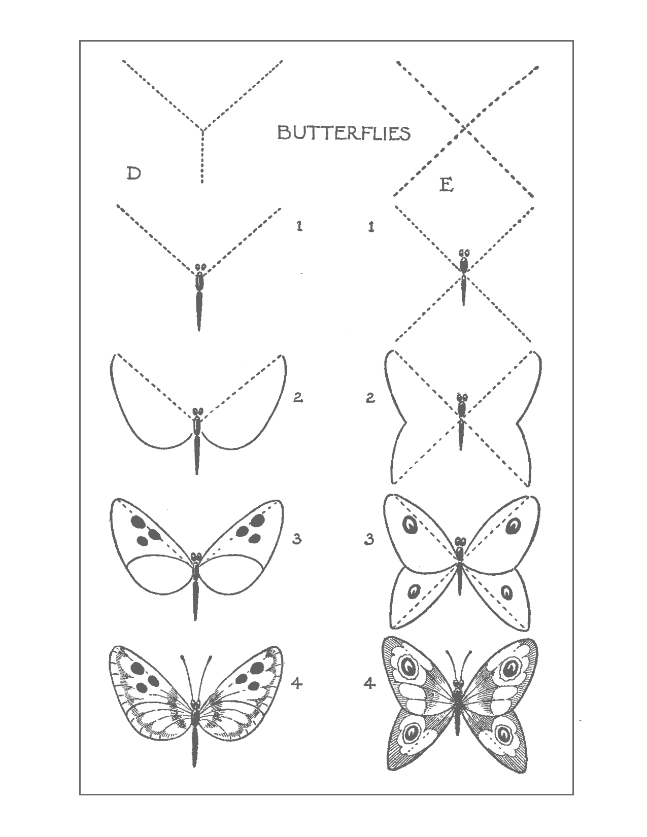 Draw Butterflies Traceable Printout