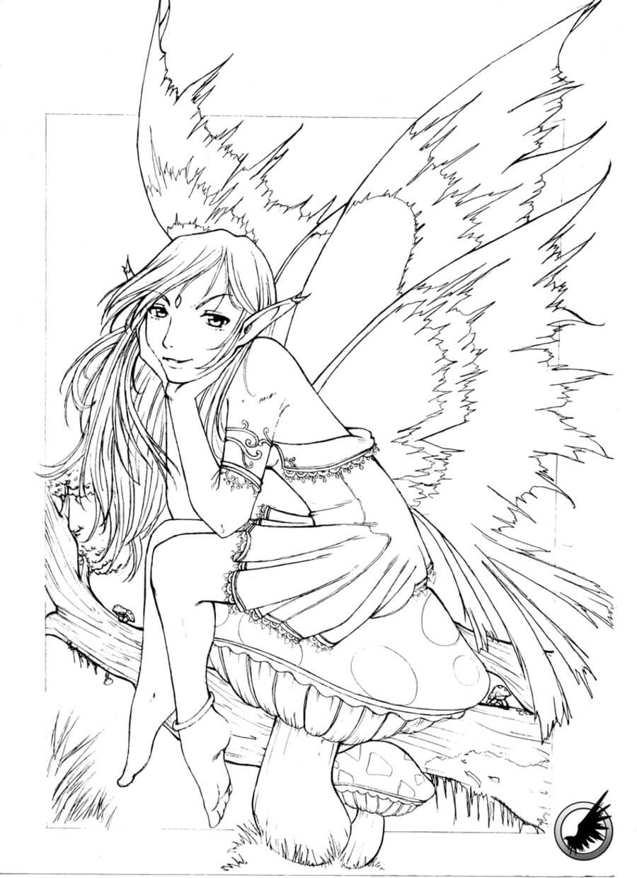 Drawing of Fairy to Color