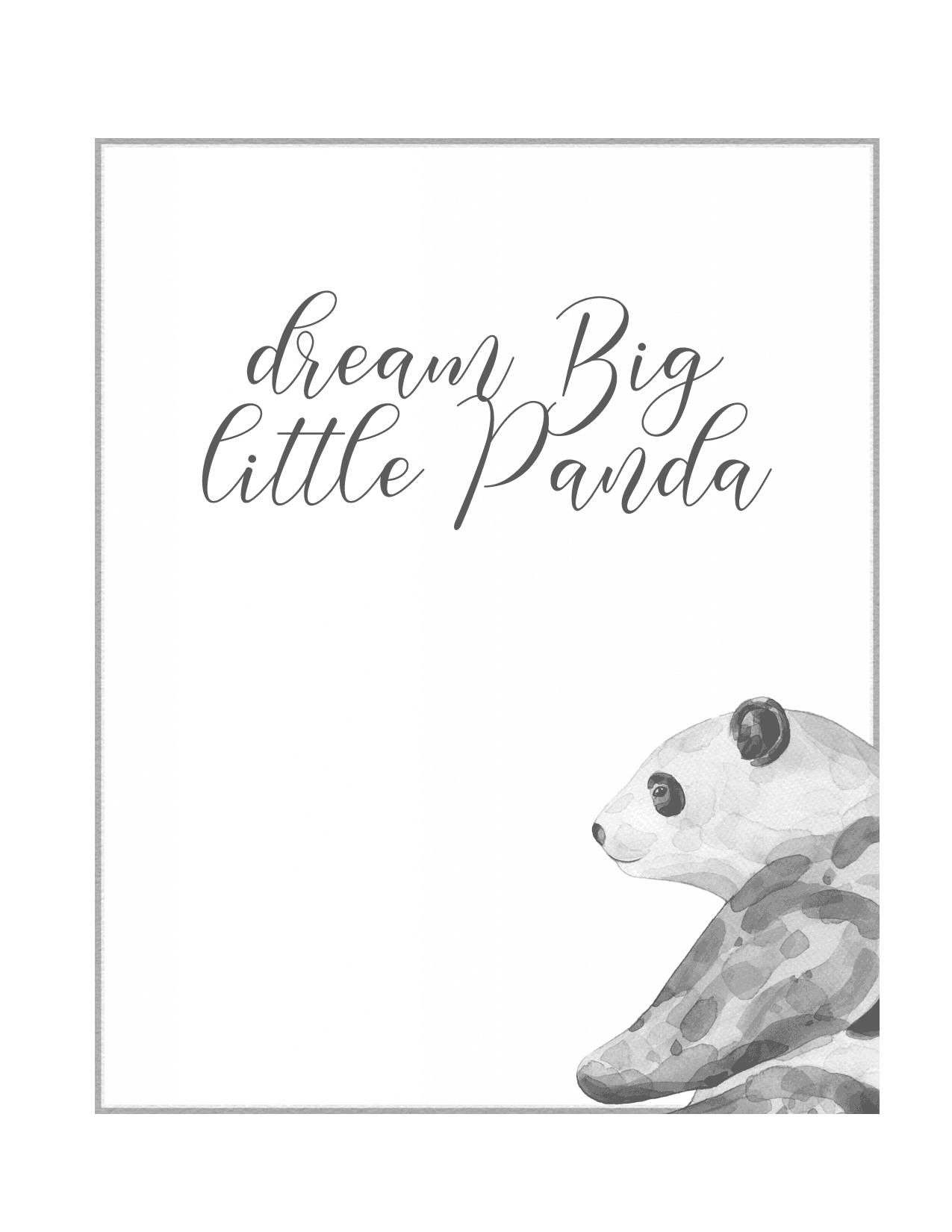Dream Big Little Panda Watercolor Page