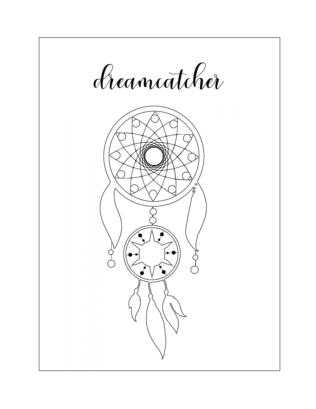 Dreamcatcher Outline Coloring Page