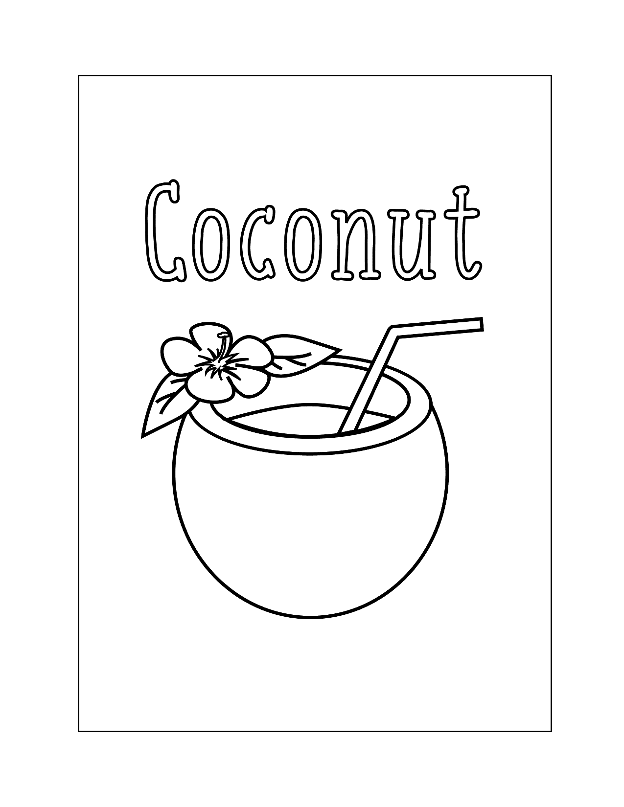 Drink In Coconut Coloring Page
