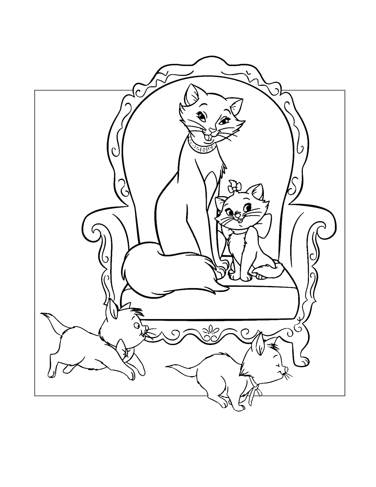Duchess And Her Children Aristocats Coloring Page