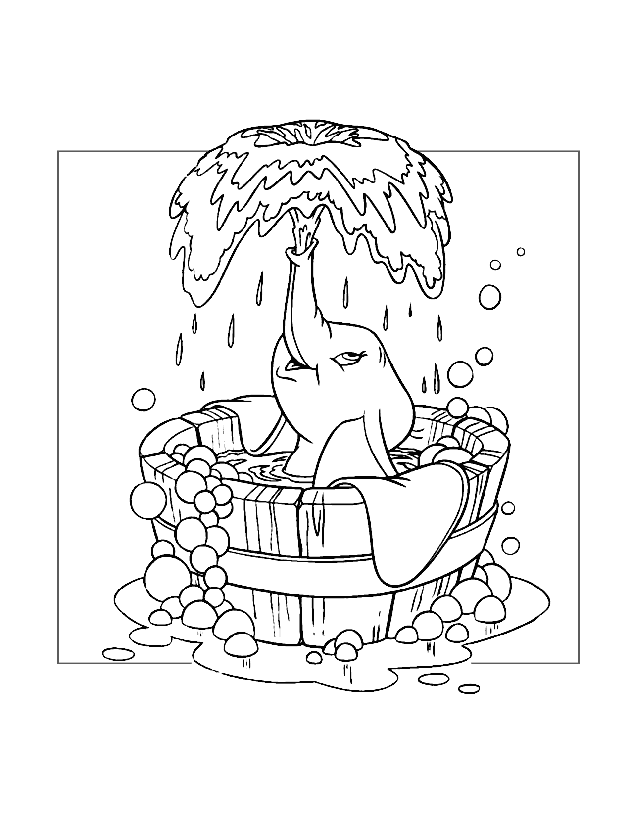 Dumbo Has A Bath Coloring Page