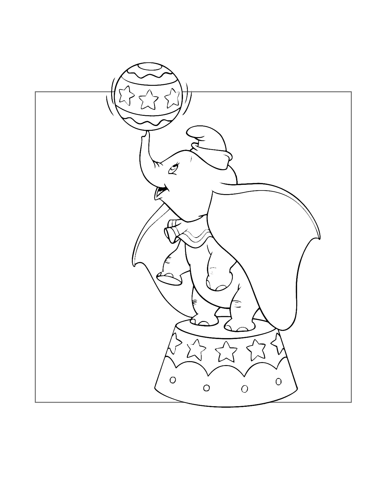 Dumbo Spins A Ball Coloring Page