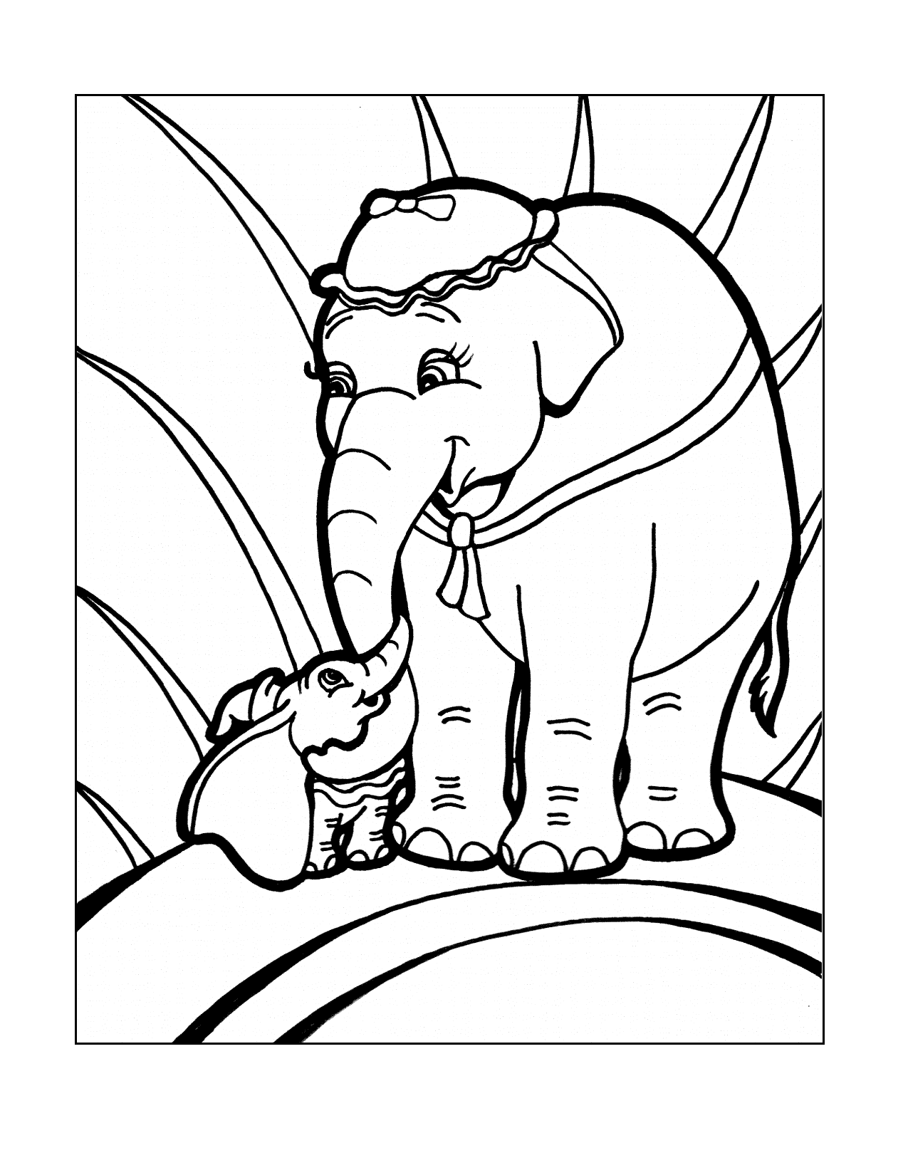 Dumbo And Mother Coloring Page