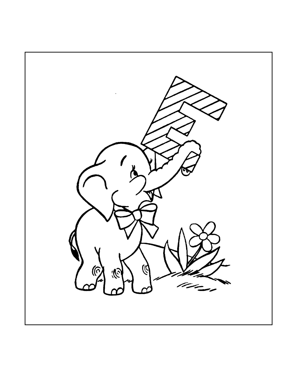 E For Elephant Coloring Page