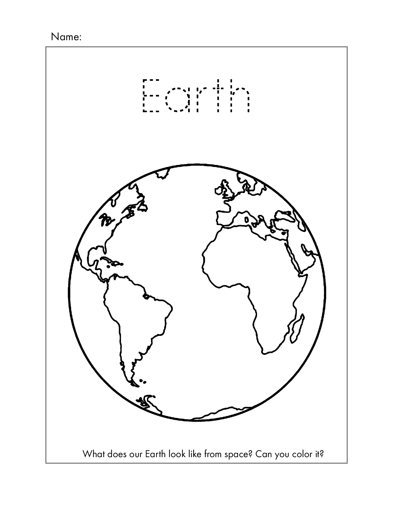 Earth Spelling Coloring Worksheet