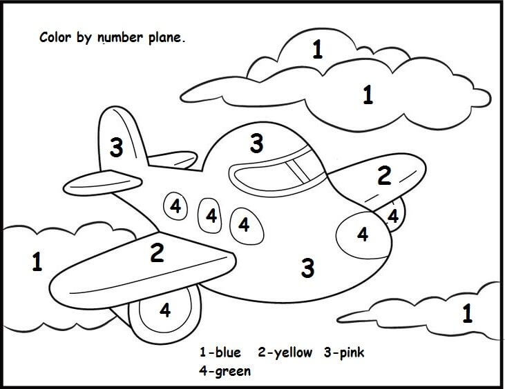 Easy Airplane Color By Number