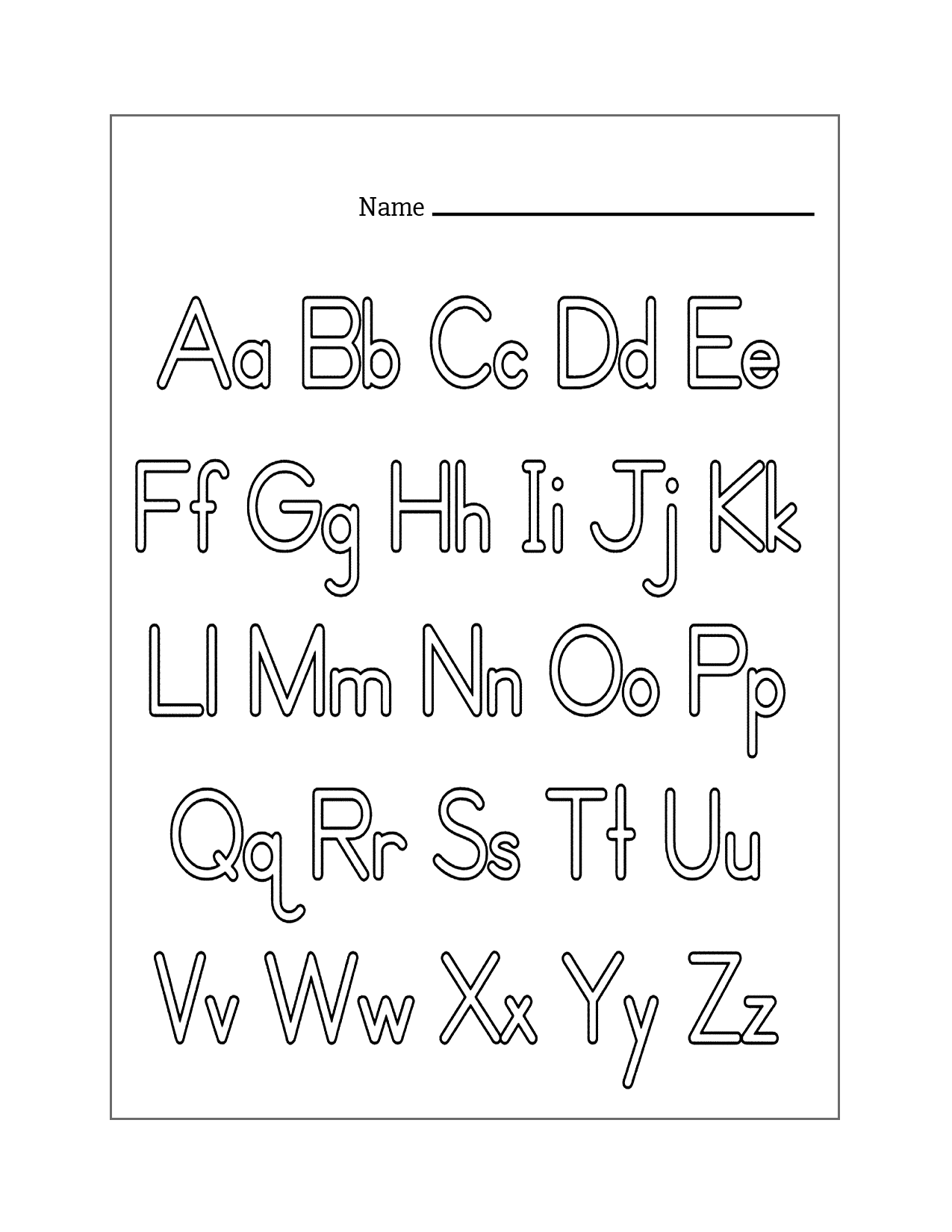 Easy Alphabet Coloring Worksheet