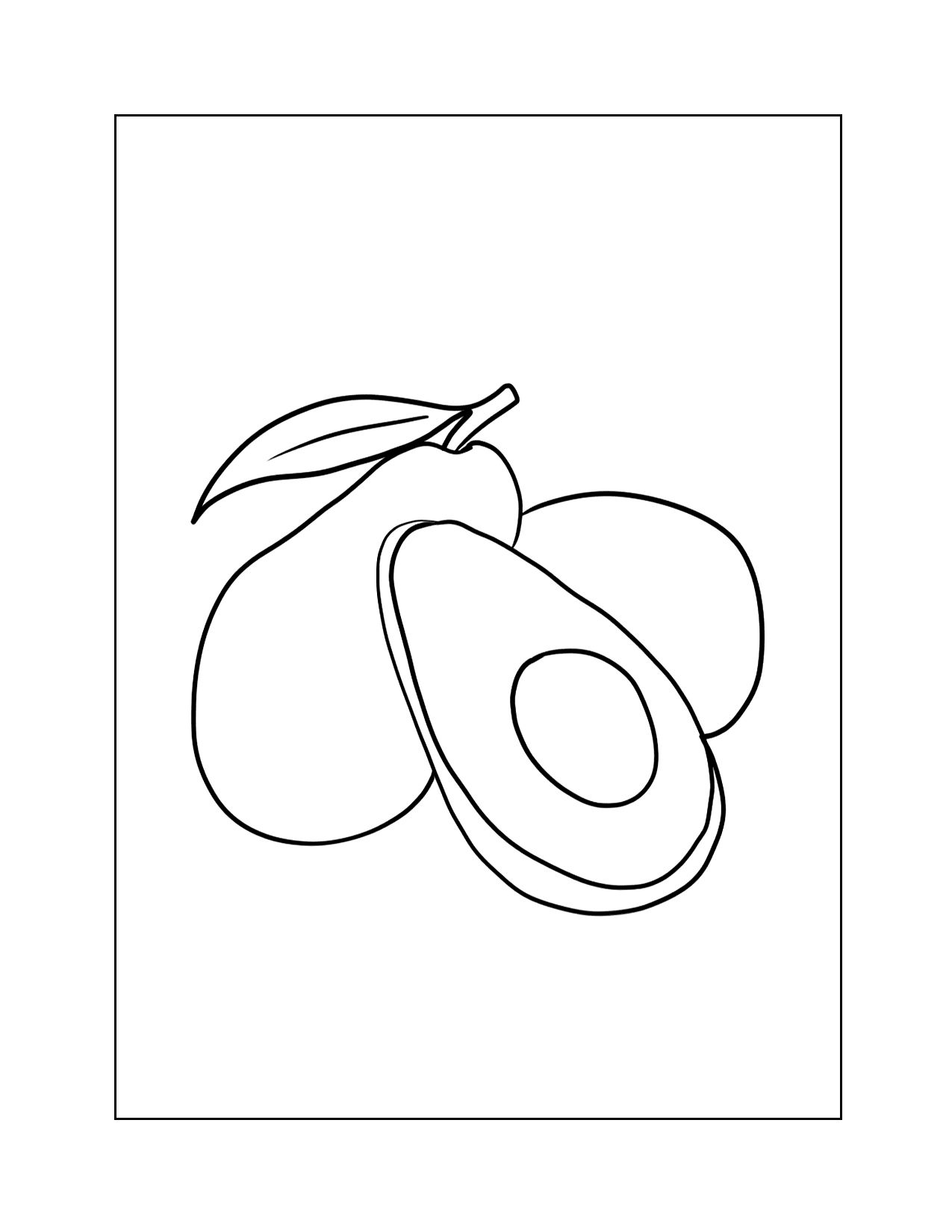 Easy Avocado Coloring Page