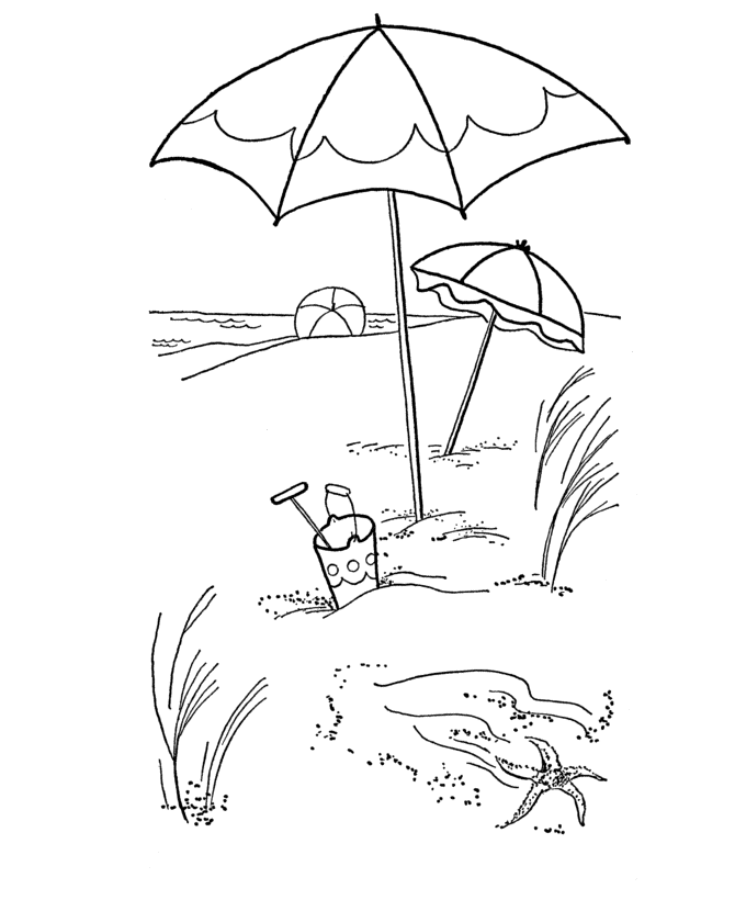 Easy Beach Scene Coloring Page
