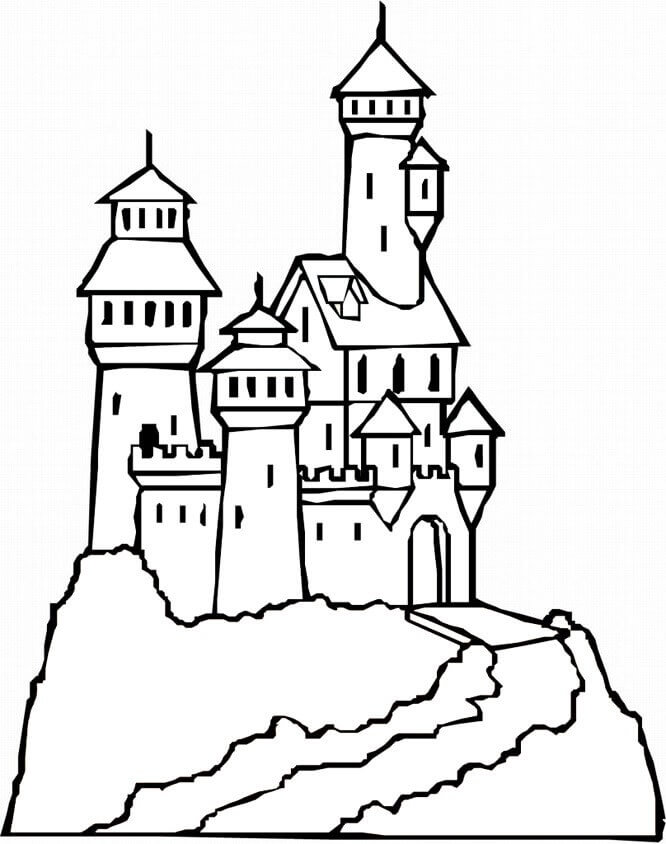 Easy Castle Coloring Page
