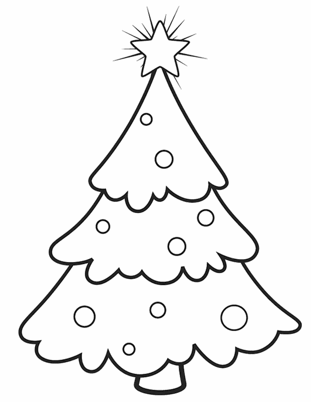 Easy Christmas Tree Coloring Pages