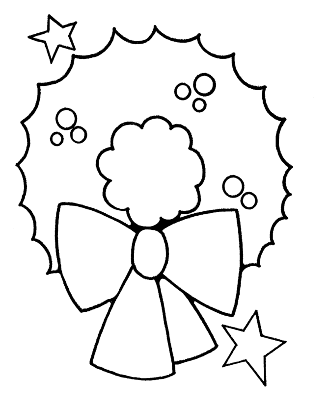 Easy Christmas Wreath Coloring Page for Preschoolers