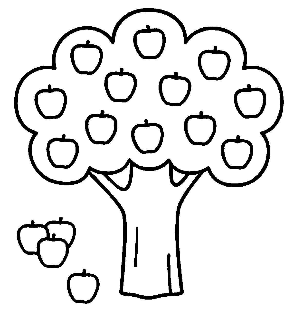 Easy Coloring Pages Apple Tree