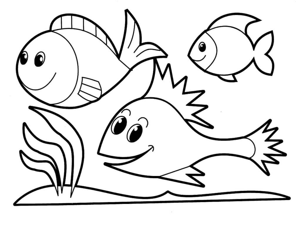 Easy Coloring Pages Fishes