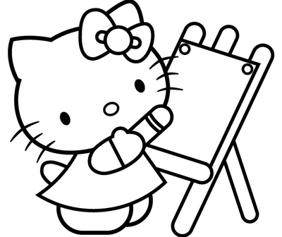 Easy Coloring Pages Hello Kitty