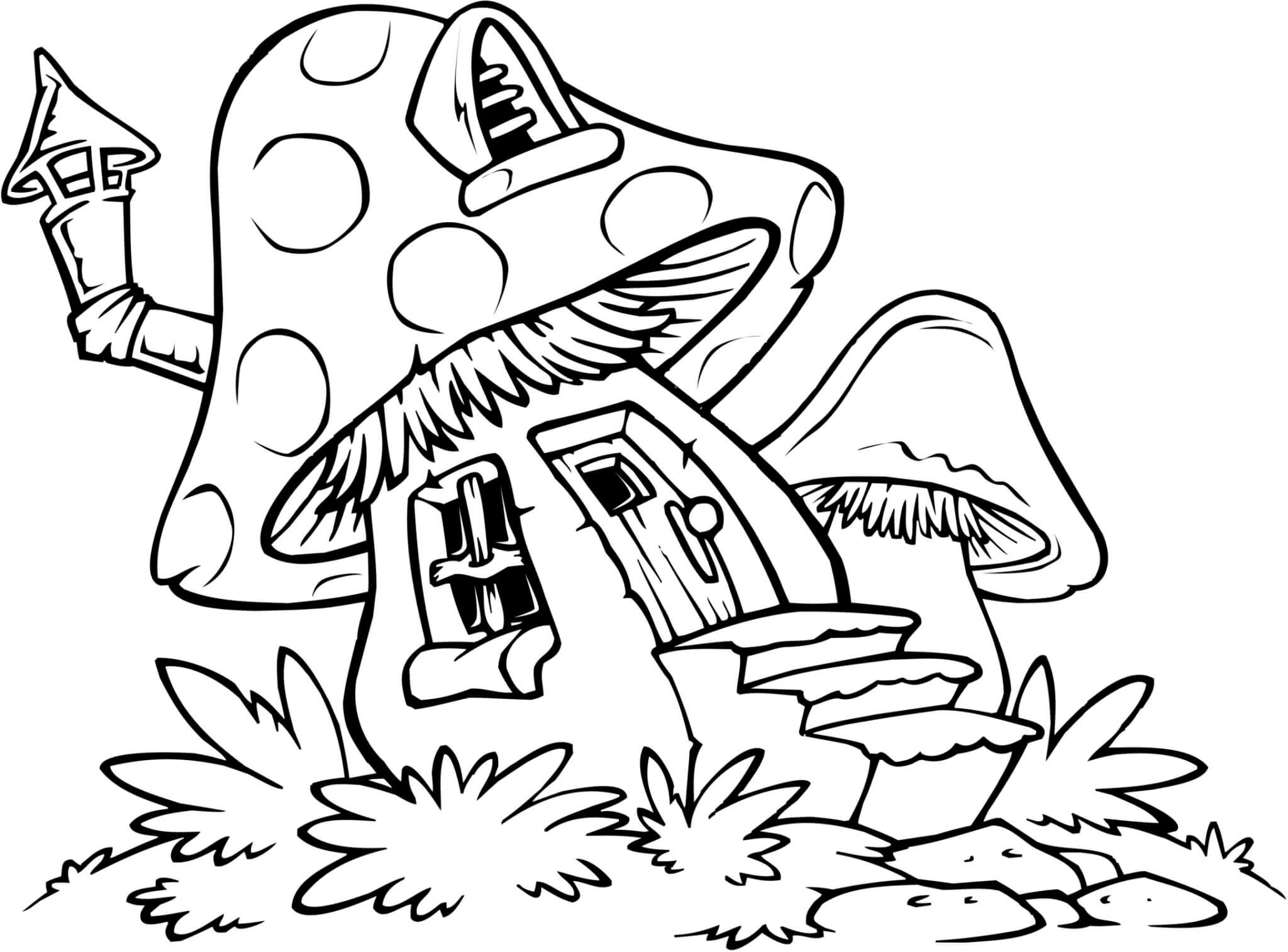 Easy Coloring Pages Mushroom 2048x1513