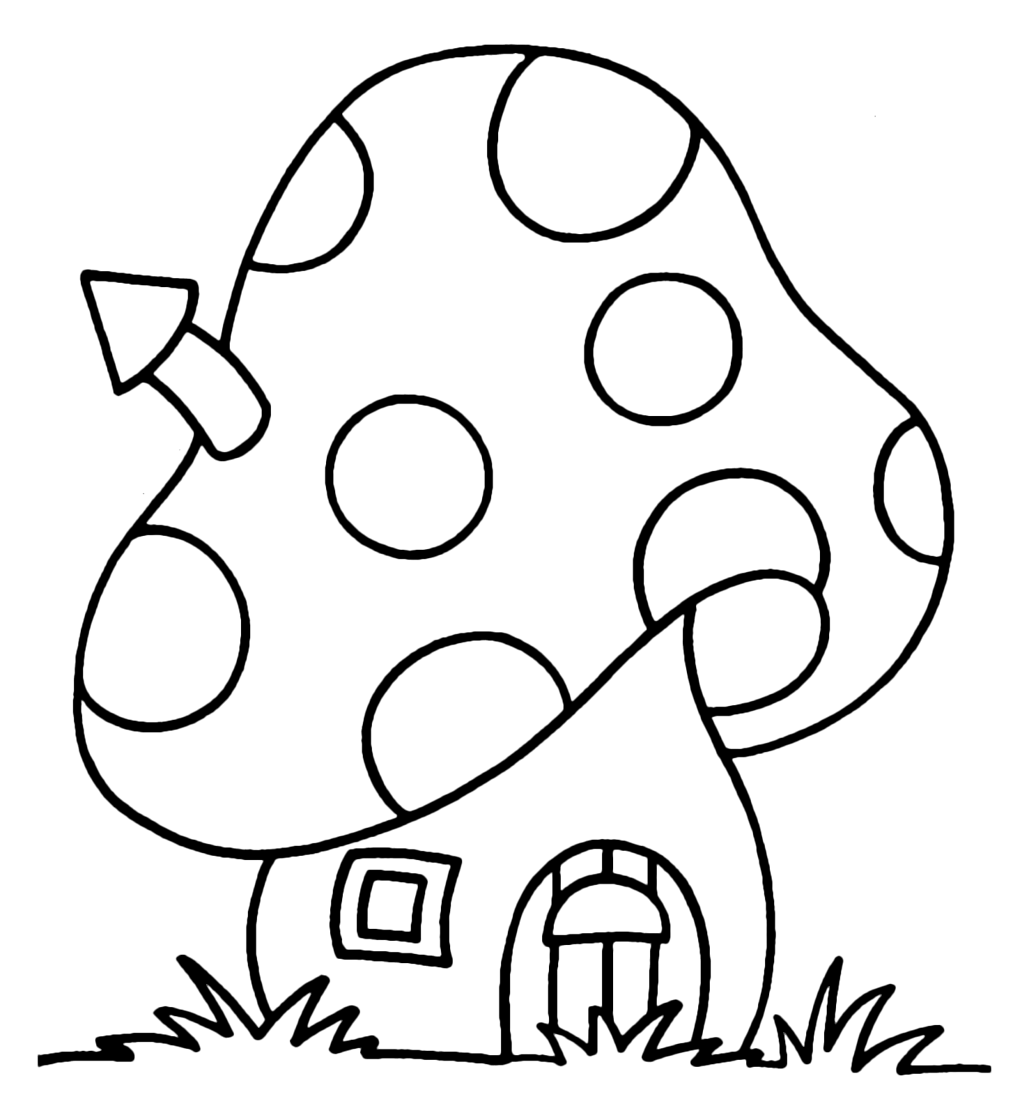 Easy Coloring Pages Mushroom House