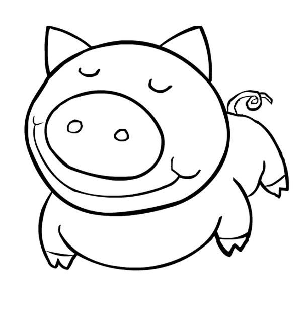 Easy Coloring Pages - Pig